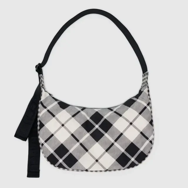 Medium Nylon Crescent Bag- Mixed Plaid