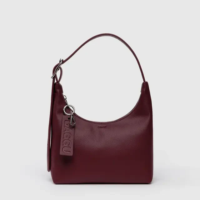 Mini Recycled Leather Shoulder Bag- Mahogany