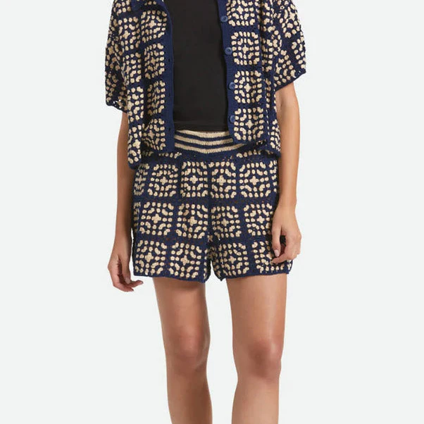 Crochet Shorts- Mood Indigo/ Off White