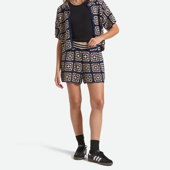 Crochet Shorts- Mood Indigo/ Off White - Image 3