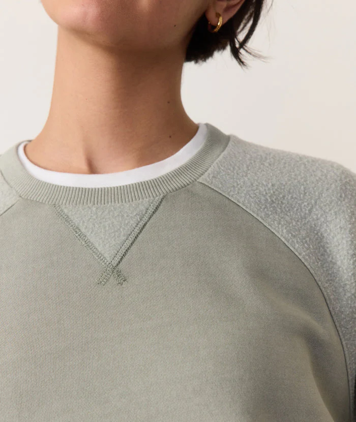 Crop Mixed Media Sweatshirt - Shadow - Image 2