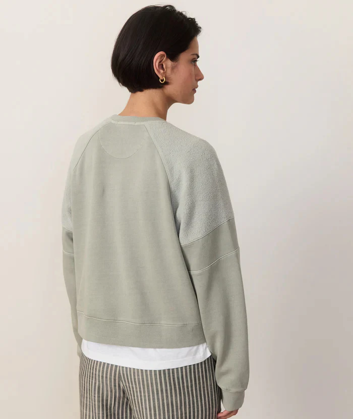 Crop Mixed Media Sweatshirt - Shadow - Image 3