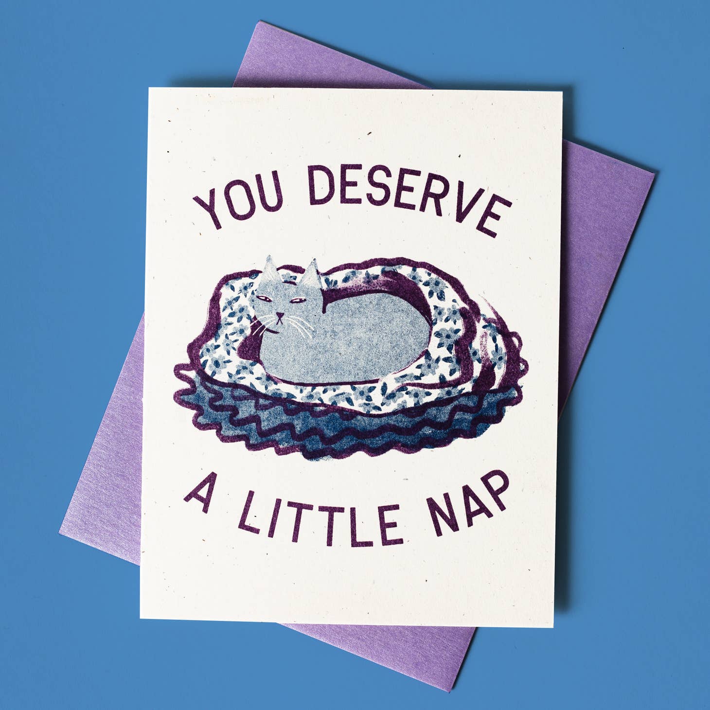 Deserve A Cat Nap Risograph Card