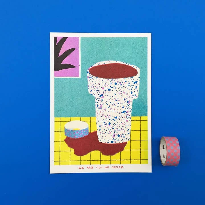 Favourite Cups Risograph Print