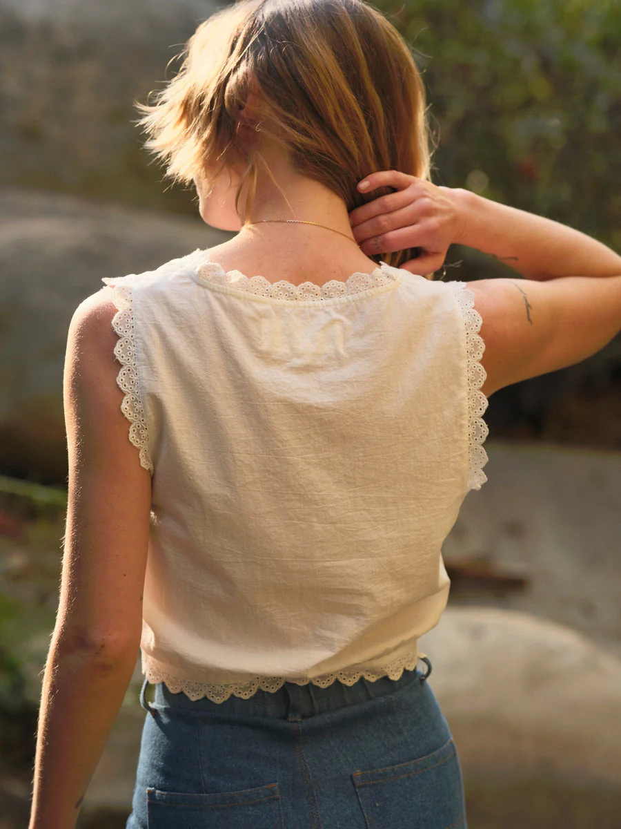 Helena Eyelet Trim Top - Image 2