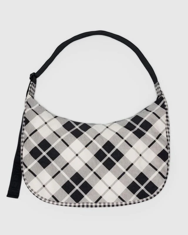 Large Nylon Crescent Bag - Mixed Plaid - Image 2