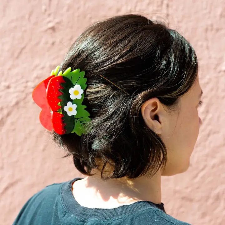 Large Strawberry and Flower Hair Claw - Image 2