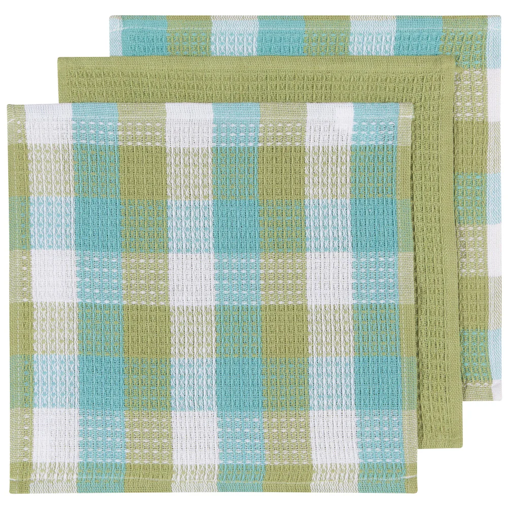 Leaf Check Dishcloth S/3