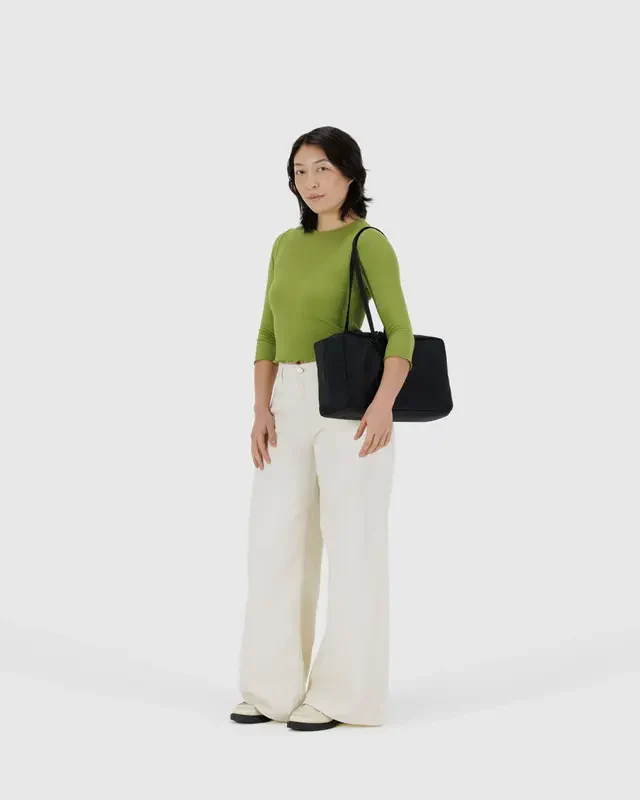 Medium Nylon Bowler Bag- Black - Image 4