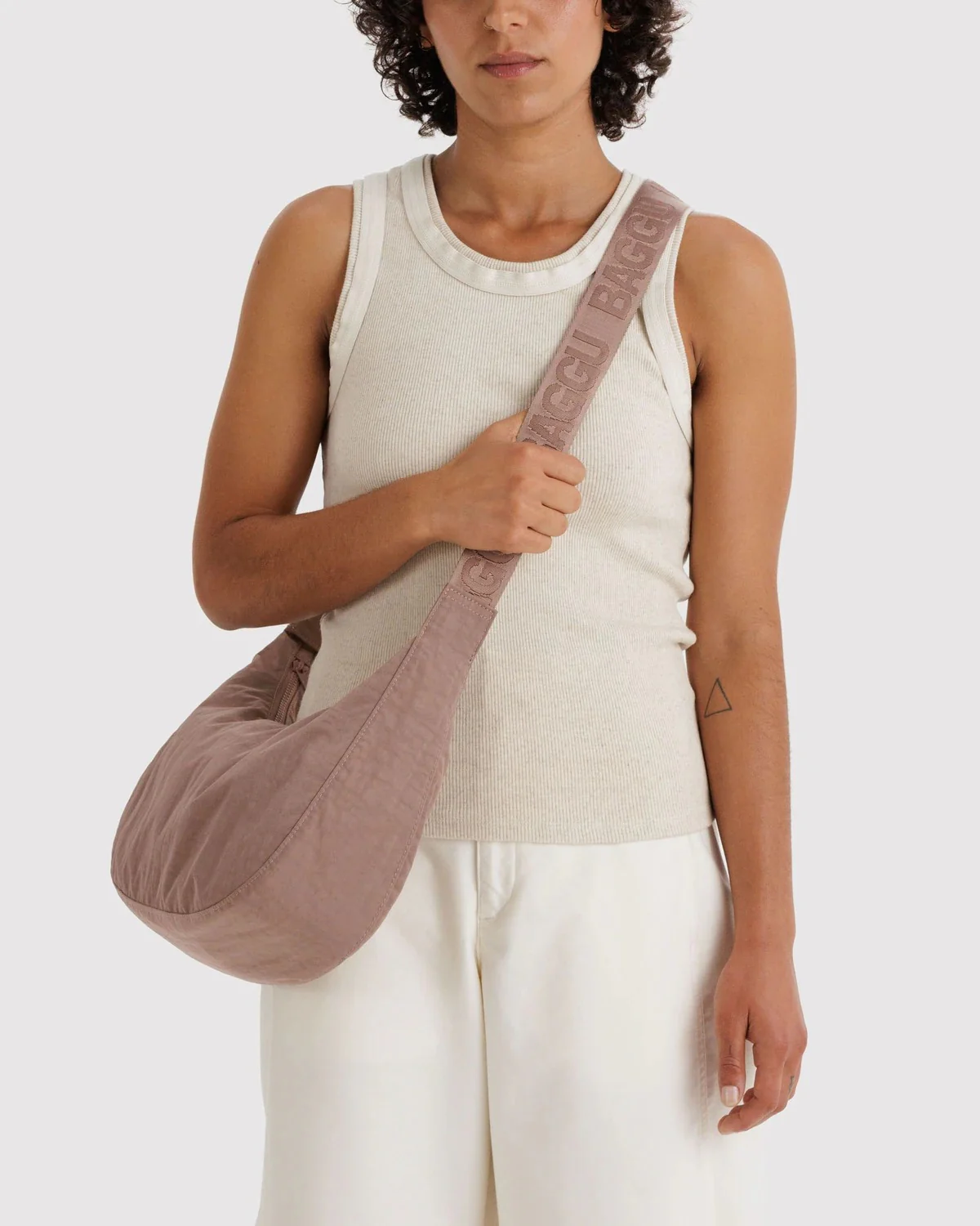 Medium Nylon Crescent Bag - Toasted Almond - Image 2