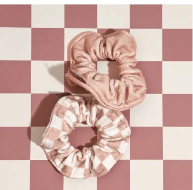 Microfiber Towel Scrunchie 2PC- Terracotta Checker - Image 2