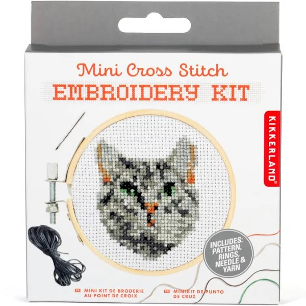 Mini Cross Stitch Embroidery Kit - Tabby Cat