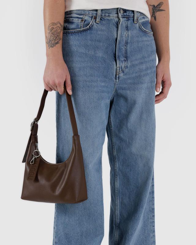 Mini Recycled Leather Shoulder Bag- Brown - Image 4