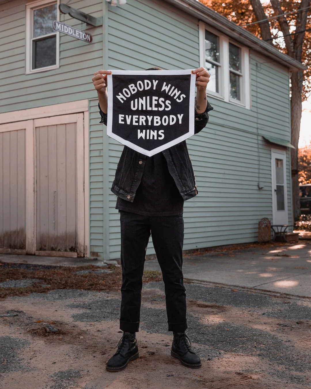 Nobody Wins Unless Everybody Wins Camp Flag - Image 2