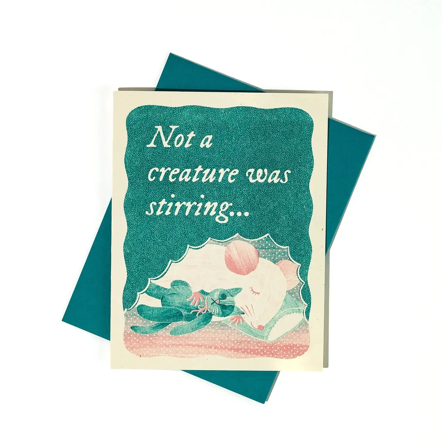 Not A Creature Was Stirring Risograph Holiday Card