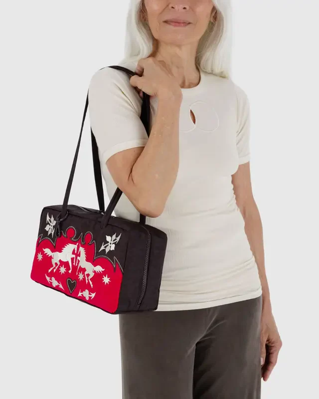 Nylon Bowler Bag- Western Applique - Image 6