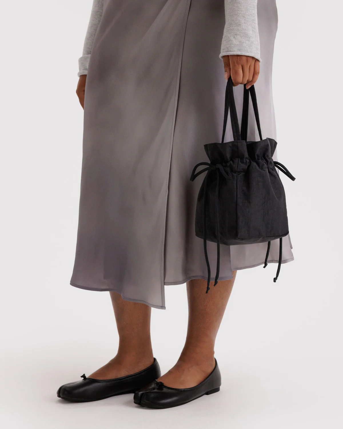 Nylon Drawstring Bag- Black - Image 2
