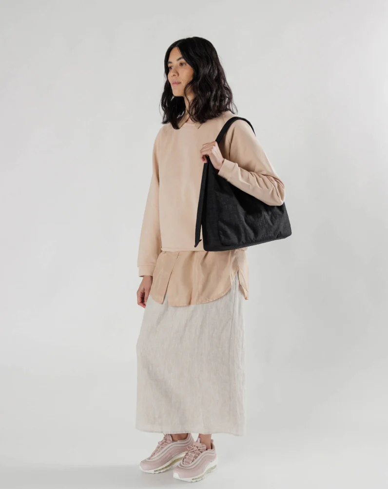 Nylon Shoulder Bag - Black - Image 2