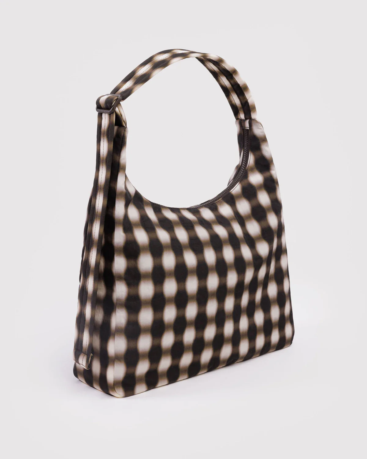 Nylon Shoulder Bag - Blurred Gingham Brown - Image 2