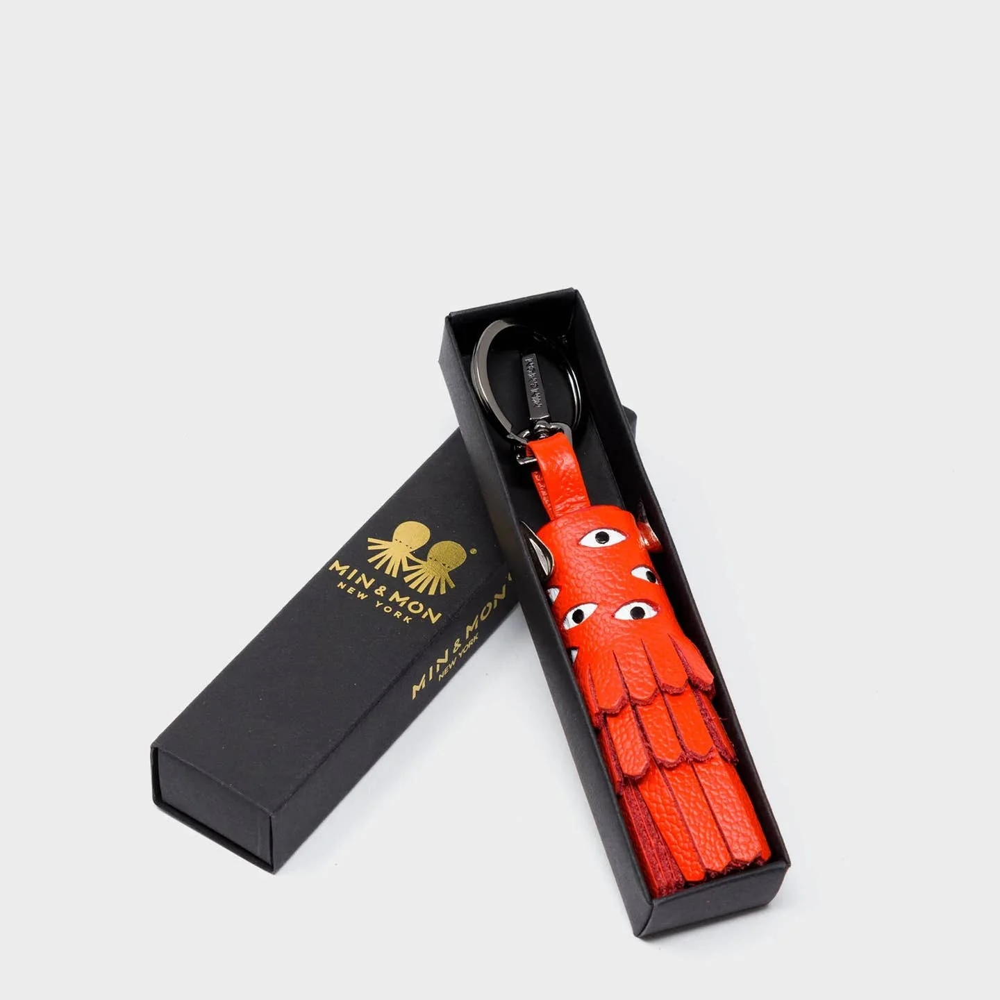 Oliver the Ox Charm Leather Keychain- Fiesta Red - Image 3