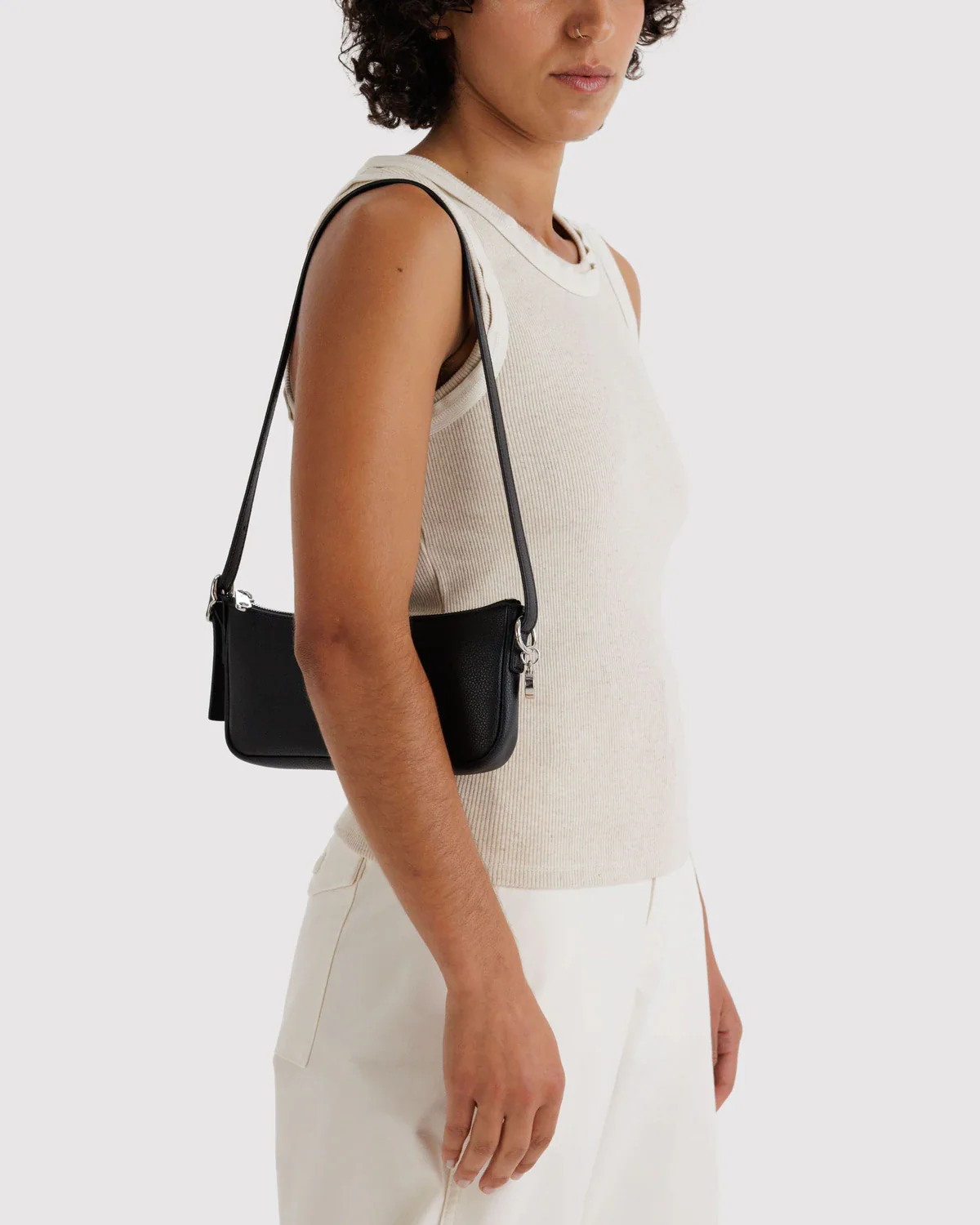 Recycled Leather Pochette - Black - Image 2