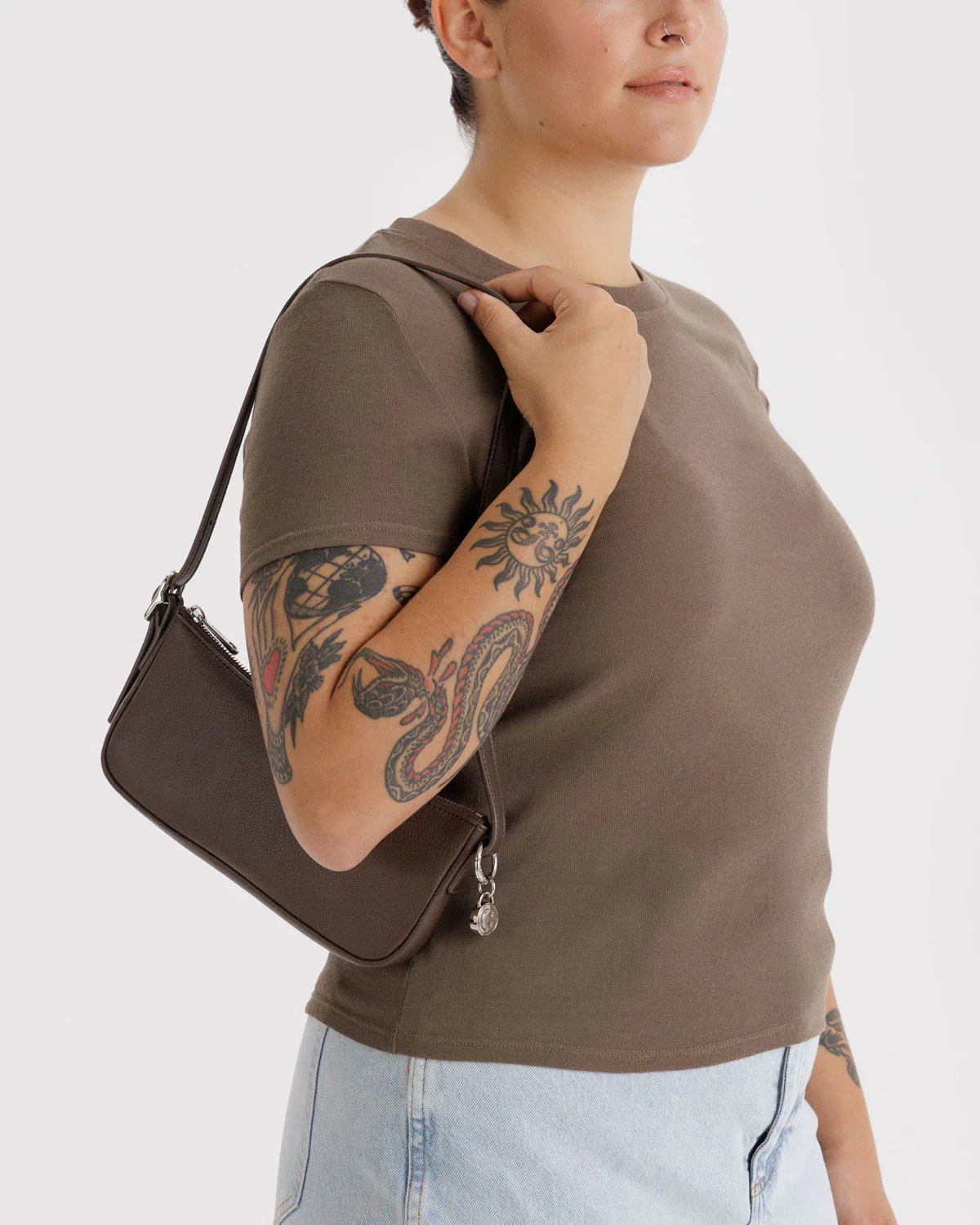 Recycled Leather Pochette - Brown - Image 2