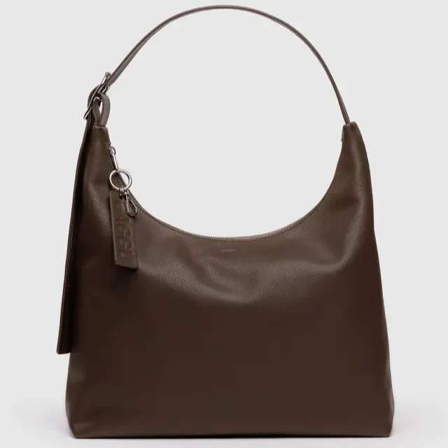 Recycled Leather Shoulder Bag- Brown