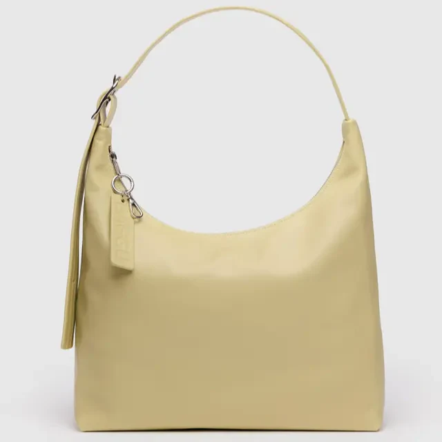 Recycled Leather Shoulder Bag- Straw