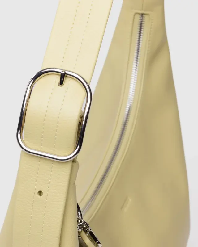 Recycled Leather Shoulder Bag- Straw - Image 2