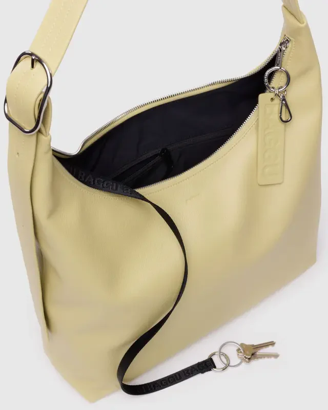 Recycled Leather Shoulder Bag- Straw - Image 3