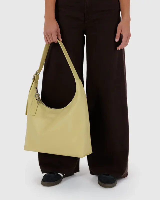 Recycled Leather Shoulder Bag- Straw - Image 4