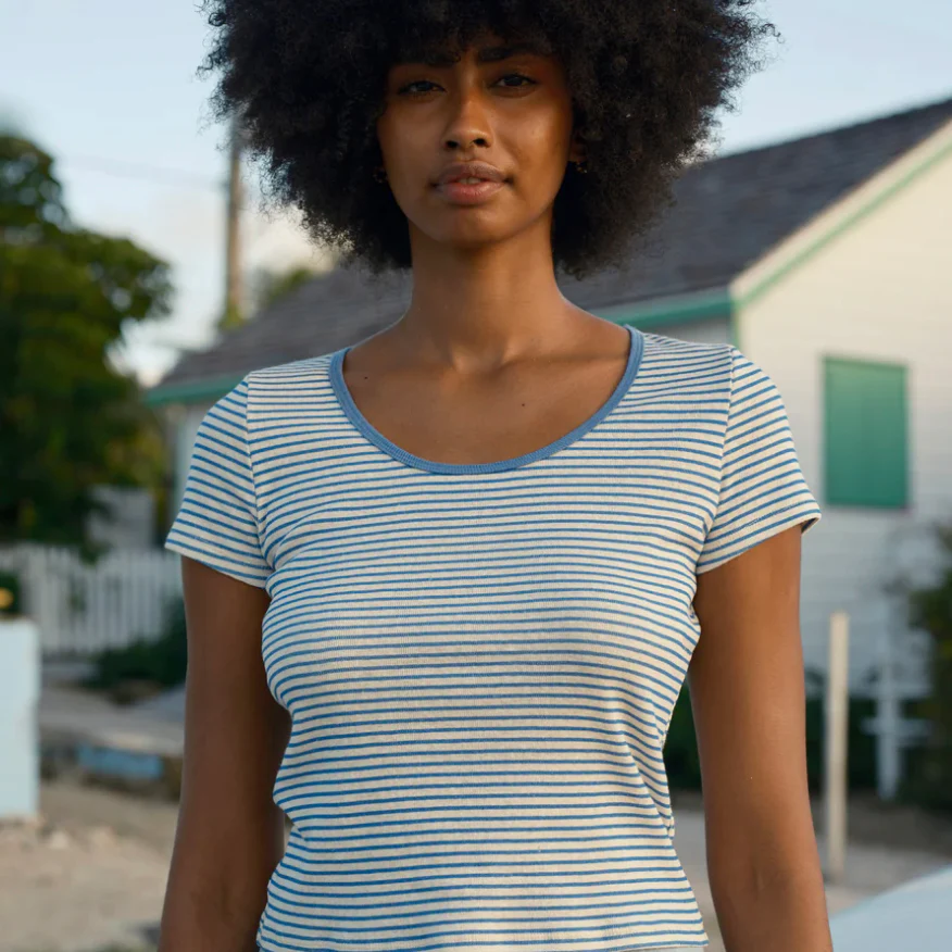 Scoop Ribsy Tee - Navy Stripe - Image 2