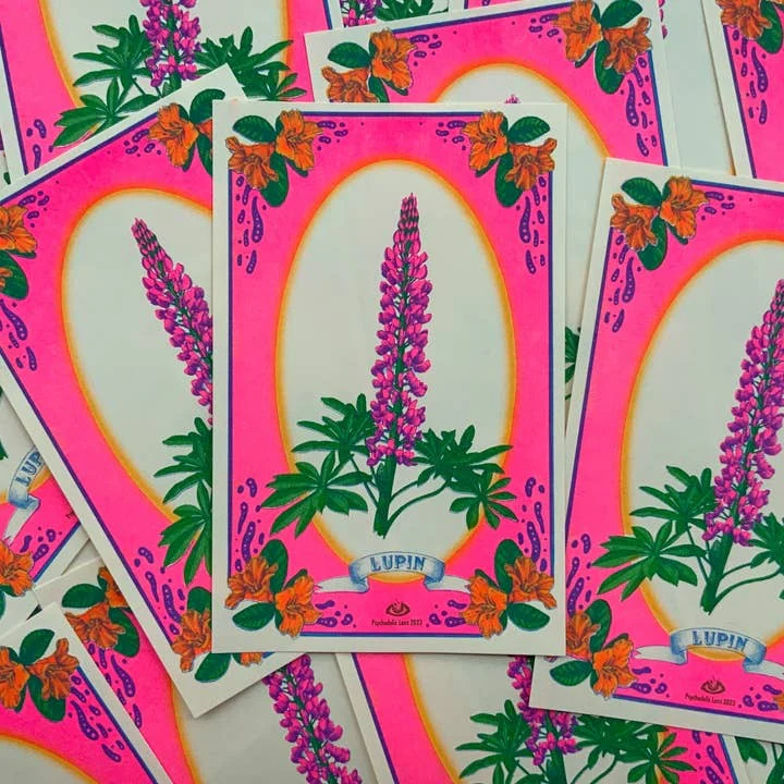 Small Lupine Risograph Print
