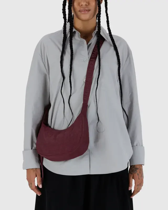 Small Nylon Crescent Bag - Mahogany - Image 3