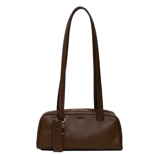 Small Recycled Leather Bowler Bag- Brown