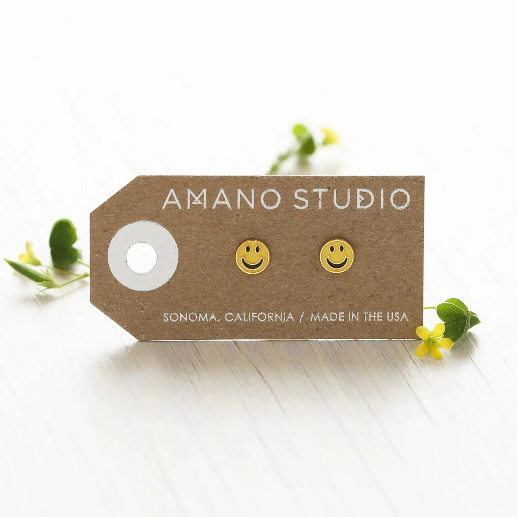 Smiley Face Stud Earrings - Image 4