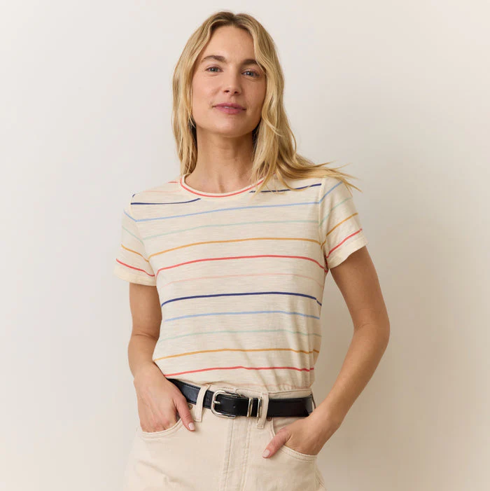 Swing Crew Tee- Rainbow Stripe