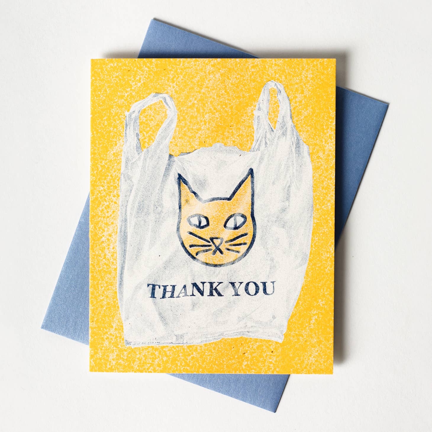 Thank You Cat Bag Risograph Card