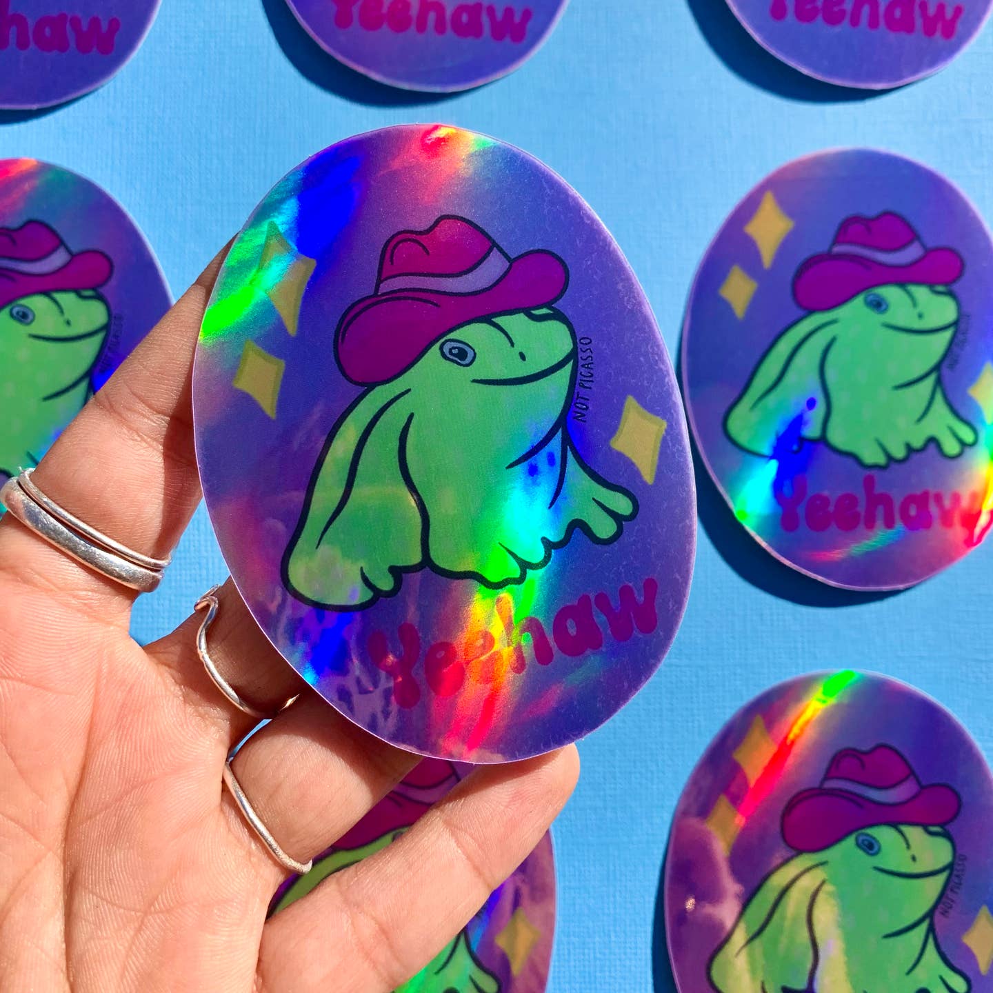 Yeehaw Frog Holo Sticker